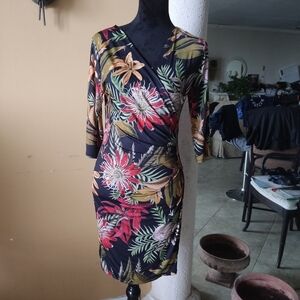 New Style Italy Wrap Dress 3/4 Sleeves Stretch Size S